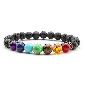 Reiki 7 Chakra Balancing Bead Bracelet lava stones