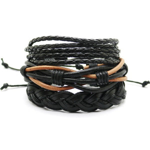 Retro Punk Combination Leather Bracelet Set