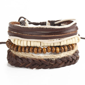 Retro Punk Combination Leather Bracelet Set