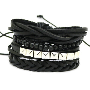 Retro Punk Combination Leather Bracelet Set