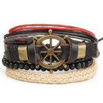 Retro Punk Combination Leather Bracelet Set