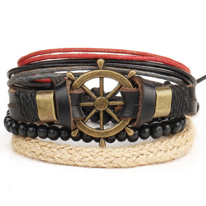 Retro Punk Combination Leather Bracelet Set