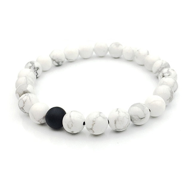 Premium White Marble & Matt Black Anomaly Bracelet