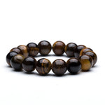 Large Bead Tiger Eye Mew Lava & Brown Natural Stone Bracelet