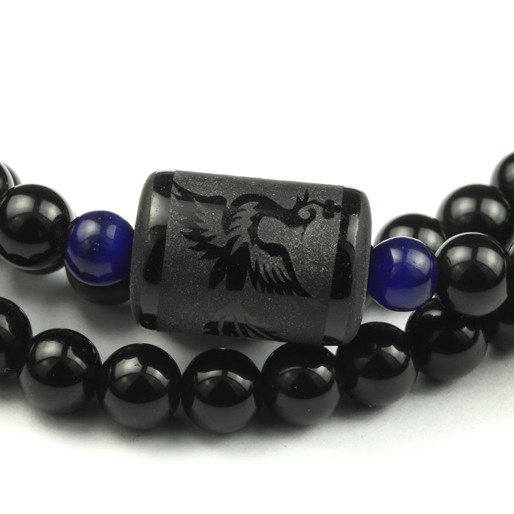 Obsidian Black Natural Stone Multilayer Bracelet