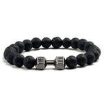 Volcanic Lava Stone & Matt Black Dumbbell Bracelet