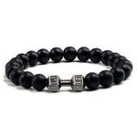 Volcanic Lava Stone & Matt Black Dumbbell Bracelet