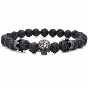 Stone & Skull Bead Bracelet 