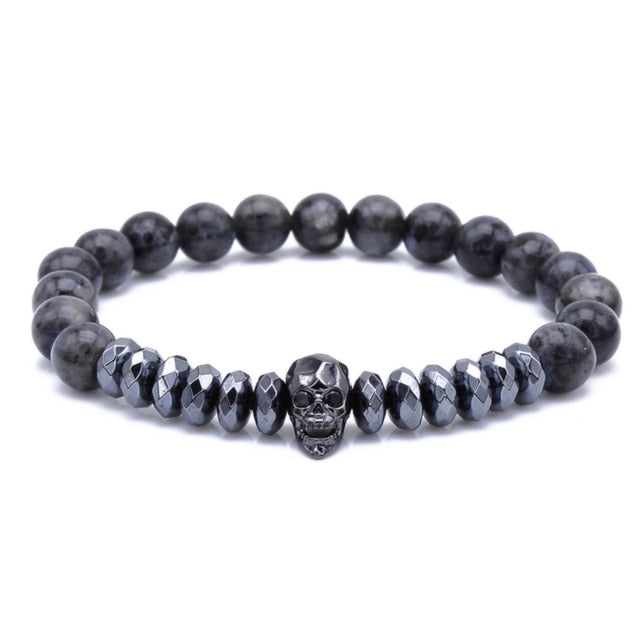 Stone & Skull Bead Bracelet 