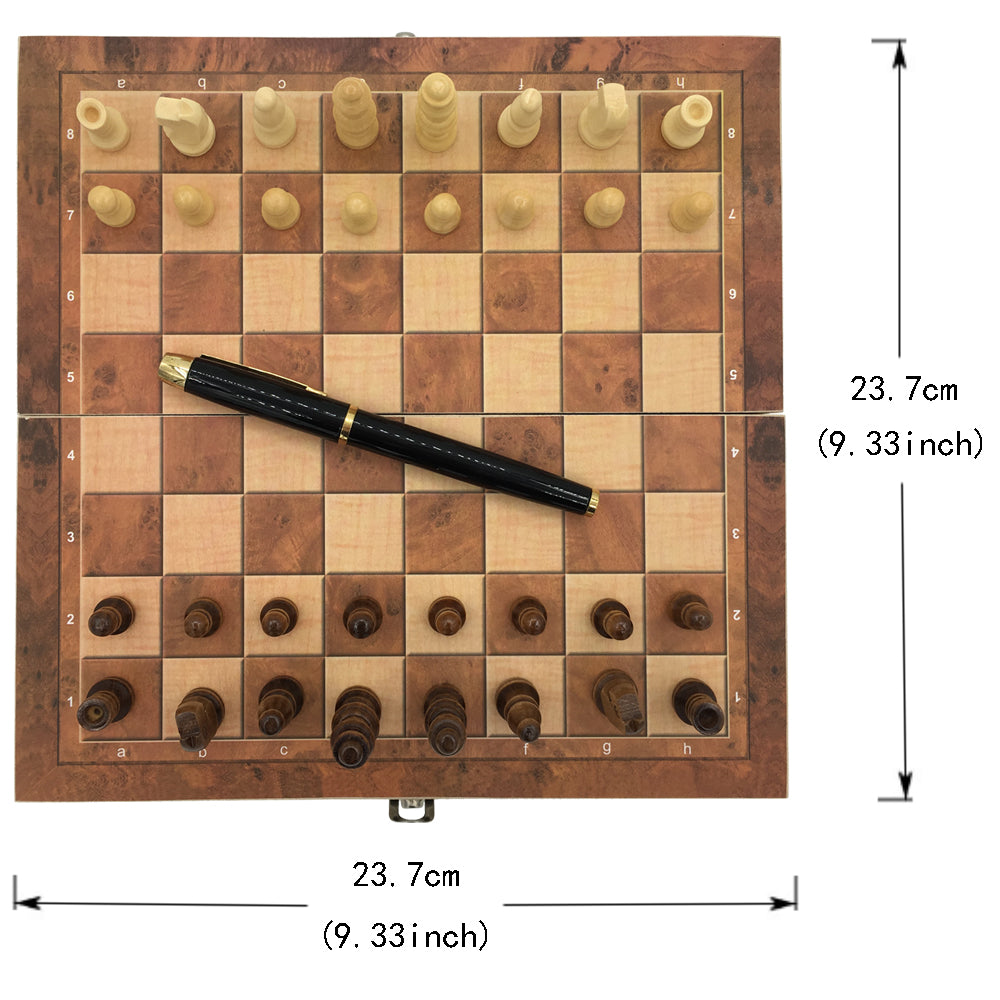 The Natural Walnut Travel Chess, Backgammon & Draughts Set