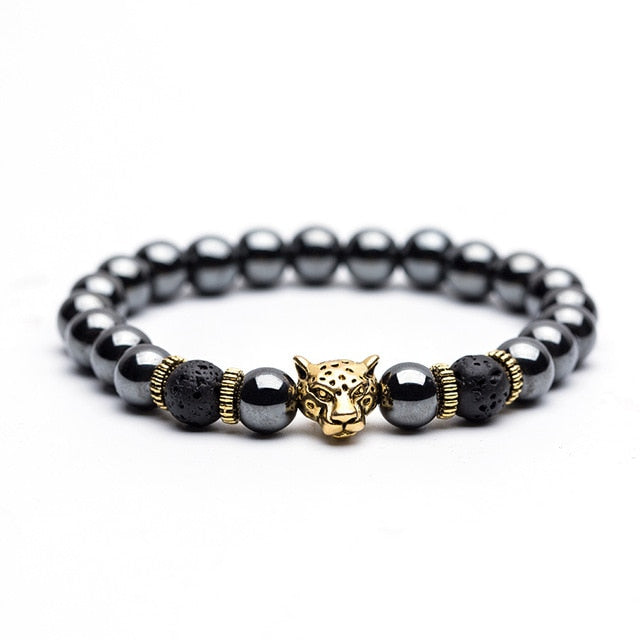 Panther Haematite Stone Bead Bracelet