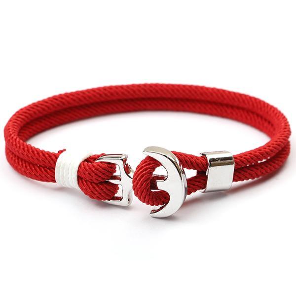 Cotton Weave Anchor Bracelet Red