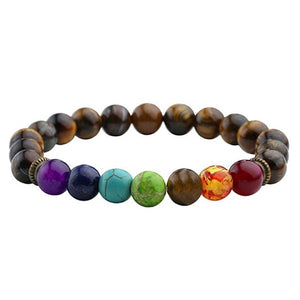 Reiki 7 Chakra Balancing Bead Bracelet Tigers Eye