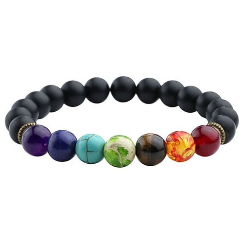 Reiki 7 Chakra Balancing Bead Bracelet matt stones