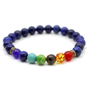 Reiki 7 Chakra Balancing Bead Bracelet Blue Stones